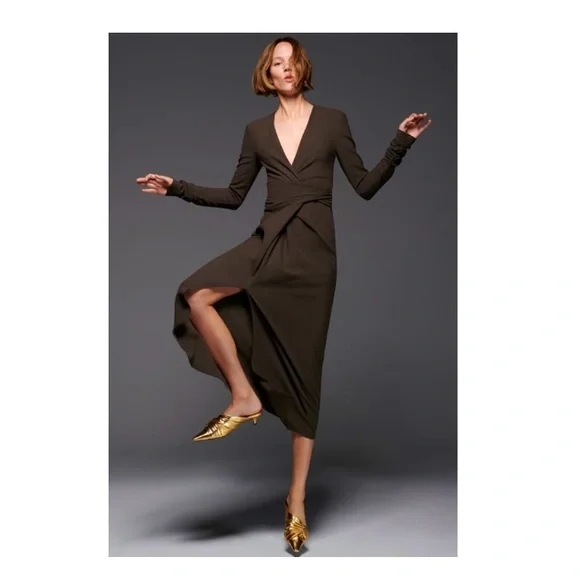 DRAPED WOOL BLEND DRESS! NWT!!! - Picture 2 of 3